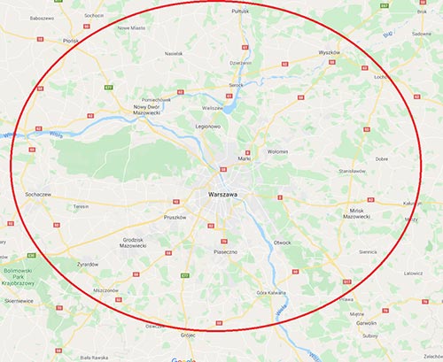 mapa rejonów działania